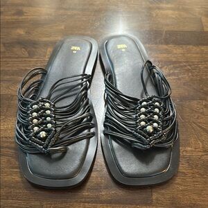 Zara Black Sandals with beaded Embellishments